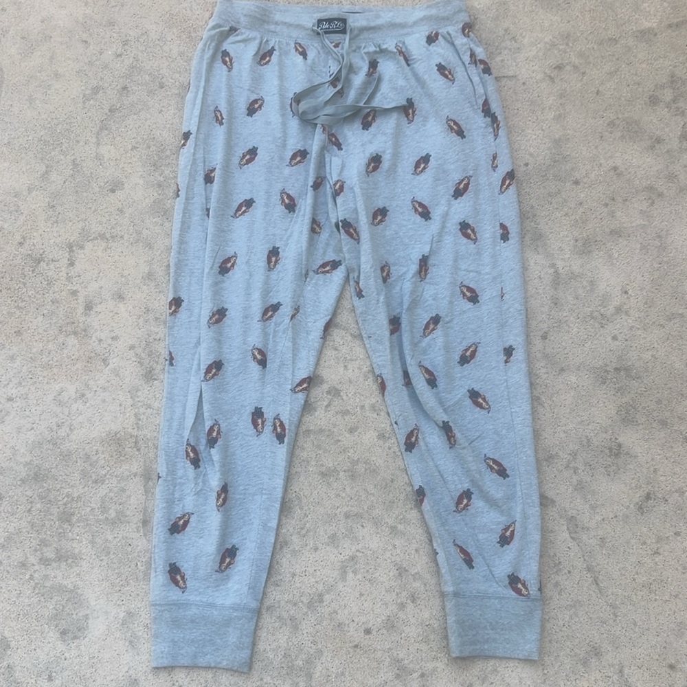 POLO Ralph Lauren Bear Pattern Men's Grey Jogger Lounge Sleepwear Pants Size L